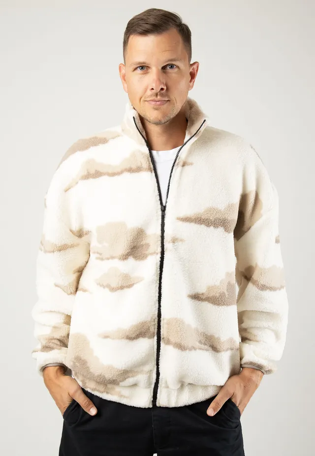 only-sons-remy-rlx-aop-teddy-veste-zip-antique-white image 1