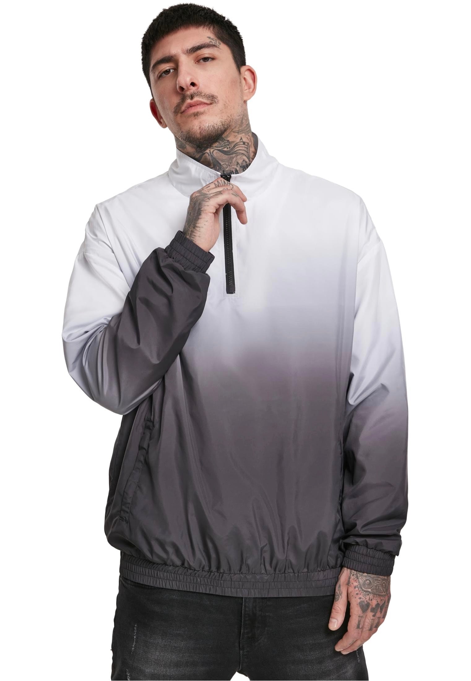 urban-classics-gradient-pull-over-veste-noir-blanc image 3