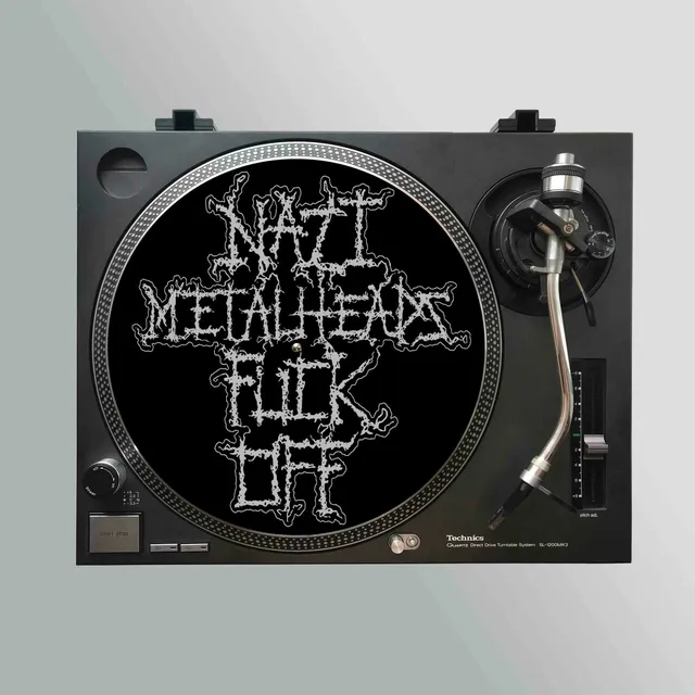nazi-metalheads-fuck-off-slipmat-feutrine-platine-vinyle-noir image 1
