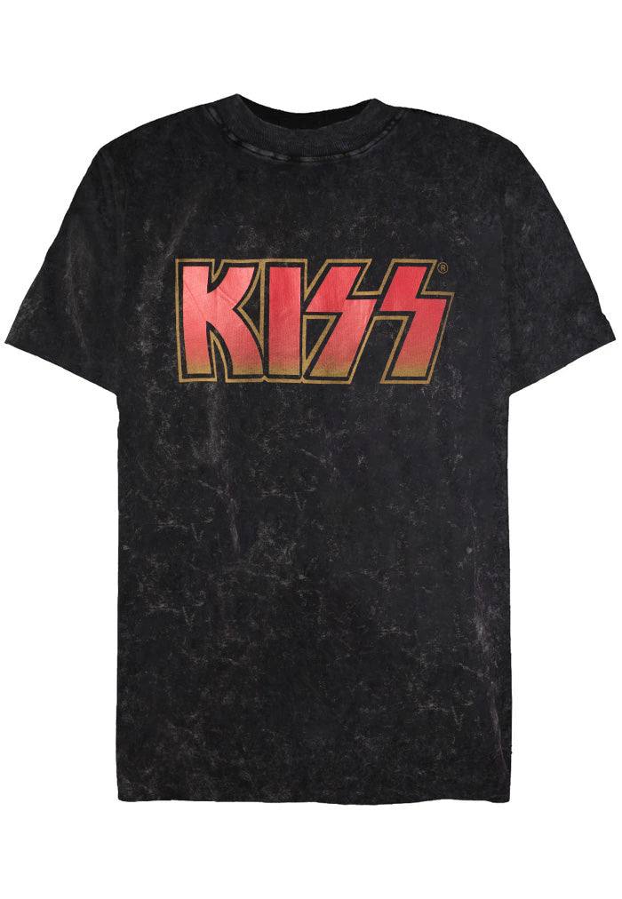 kiss-classic-logo-washed-t-shirt-noir-homme image 1