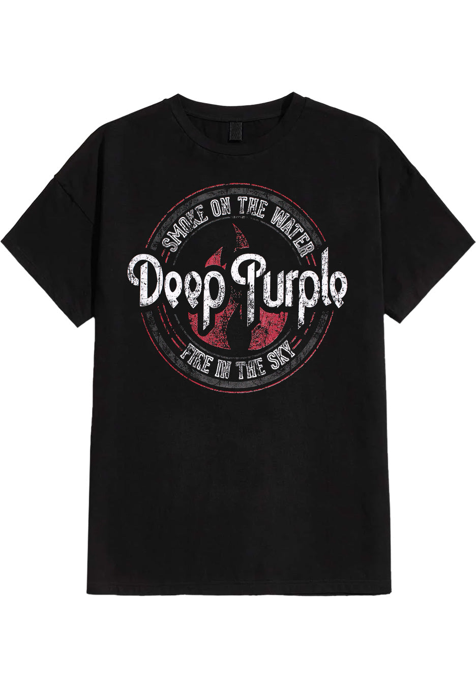 deep-purple-smoke-circle-t-shirt-noir-homme-rock image 1
