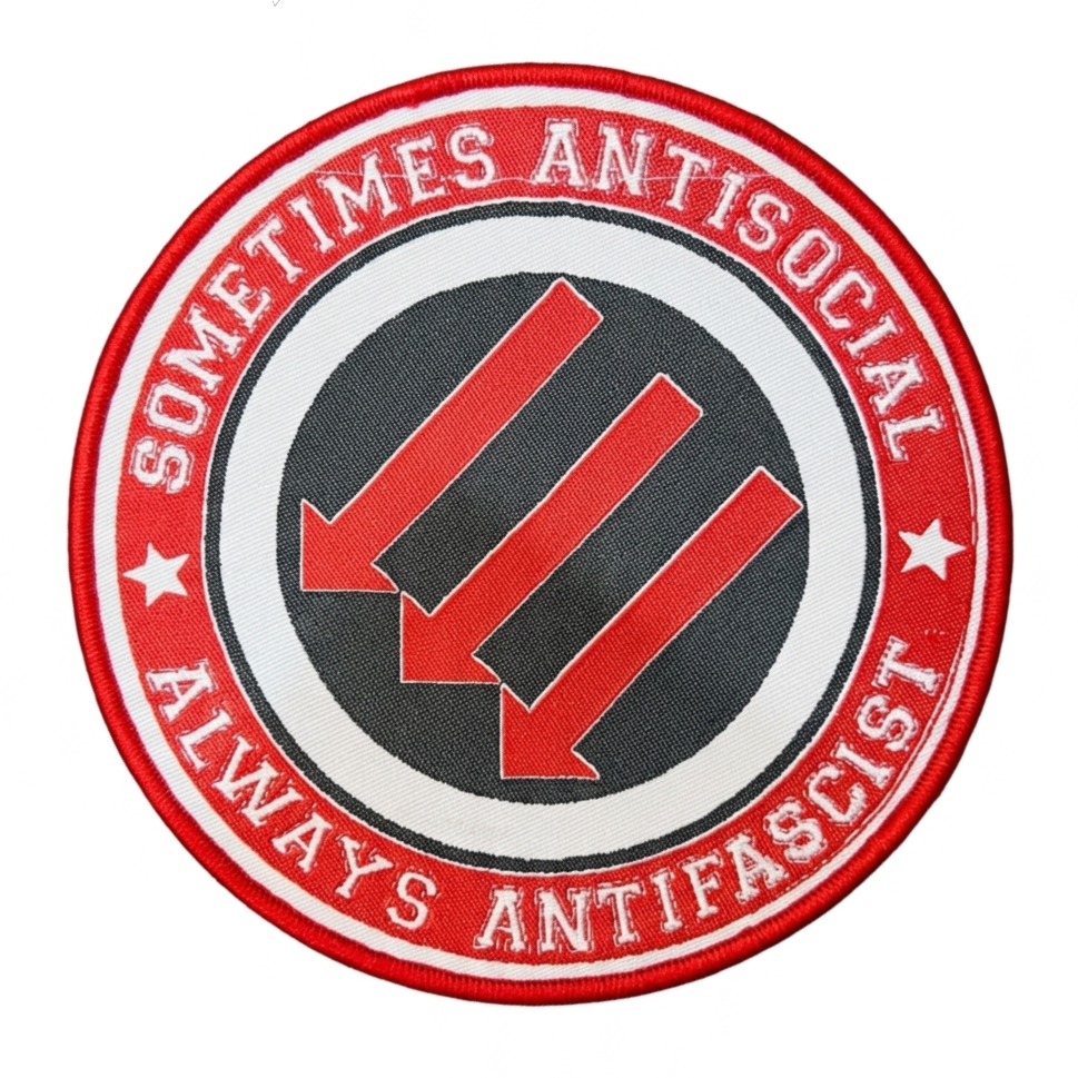 sometimes-antisocial-always-antifascist-patch-woven-bordure-rouge image 2
