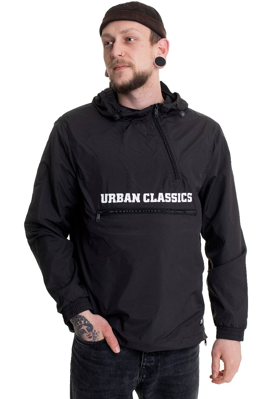 urban-classics-commuter-pull-over-veste-noire-homme image 1