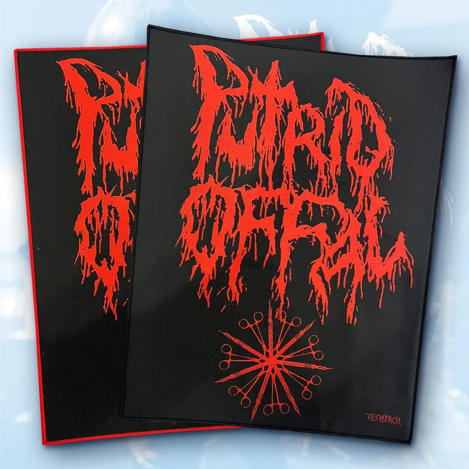 putrid-offal-logo-backpatch-tiss-dos-bordure-noire image 1