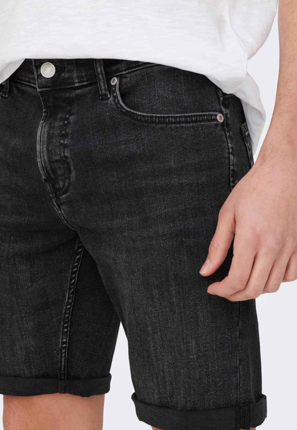 only-sons-ply-washed-short-jean-noir-taille-m image 4