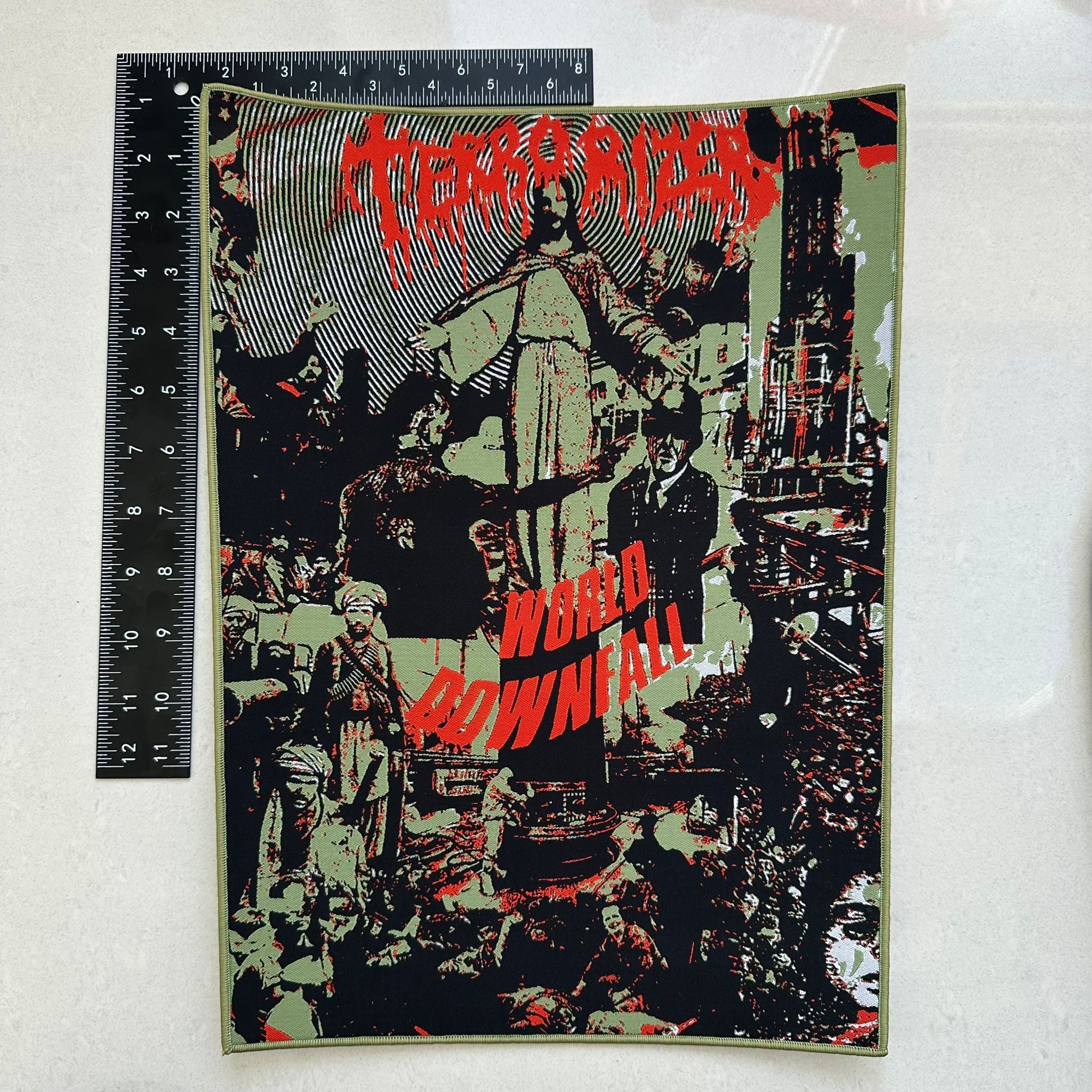 terrorizer-world-downfall-backpatch-bordure-kaki image 3