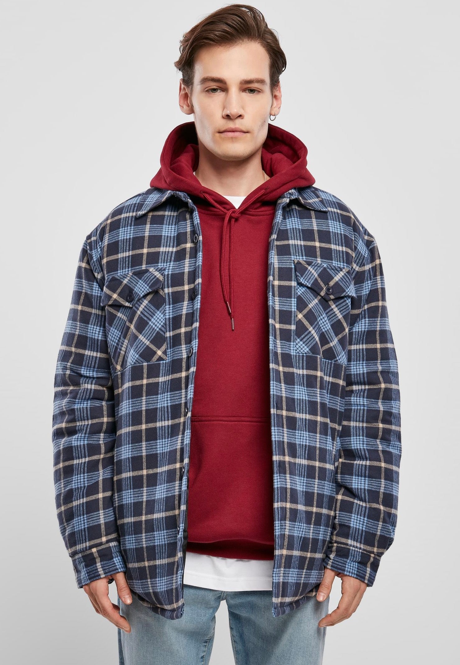 urban-classics-plaid-quilted-veste-carreaux-bleu-clair-taille-m image 3