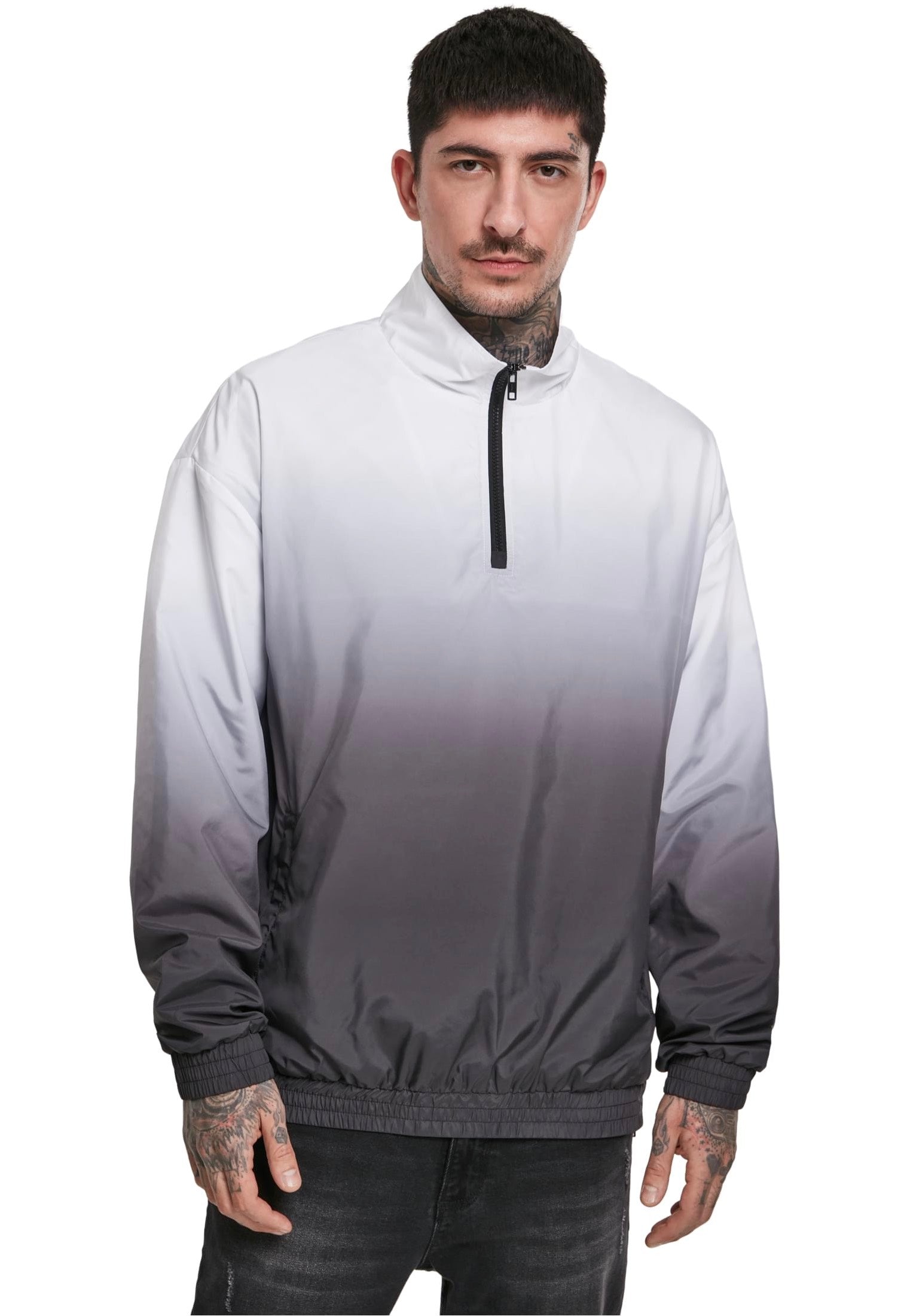 urban-classics-gradient-pull-over-veste-noir-blanc image 7