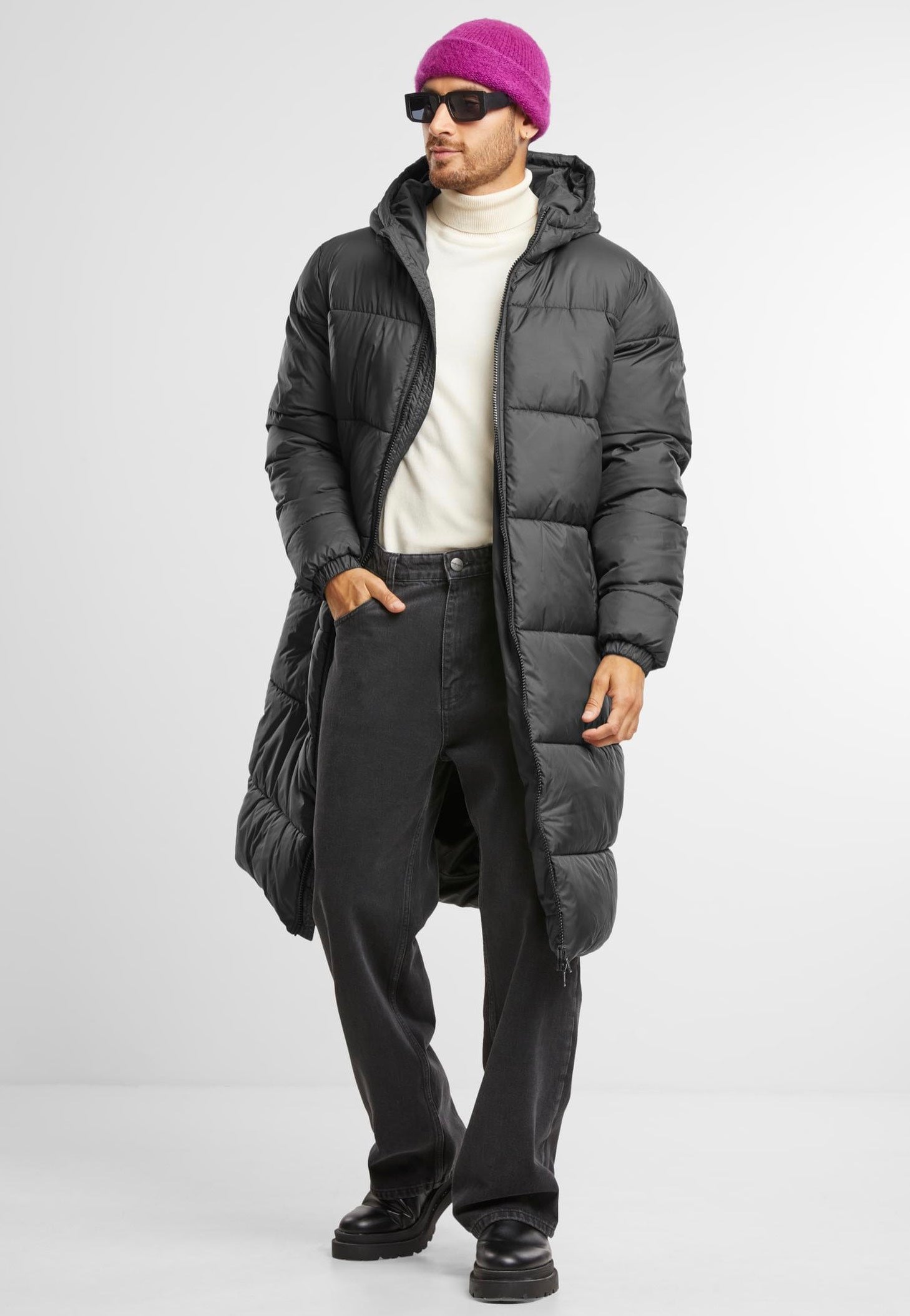 urban-classics-long-puffer-black-veste-hiver-homme image 2