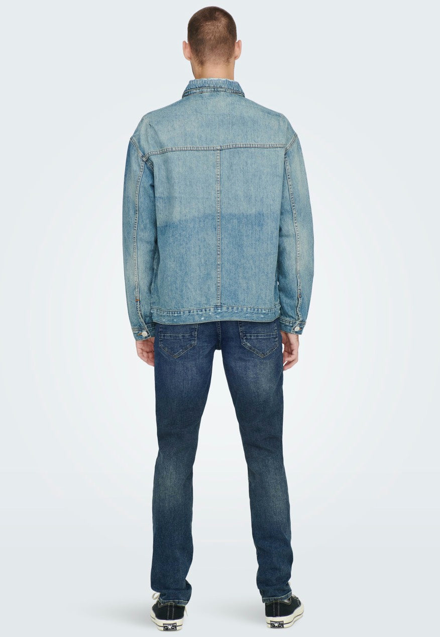only-sons-loom-slim-damage-blue-denim-jean-slim-homme image 4