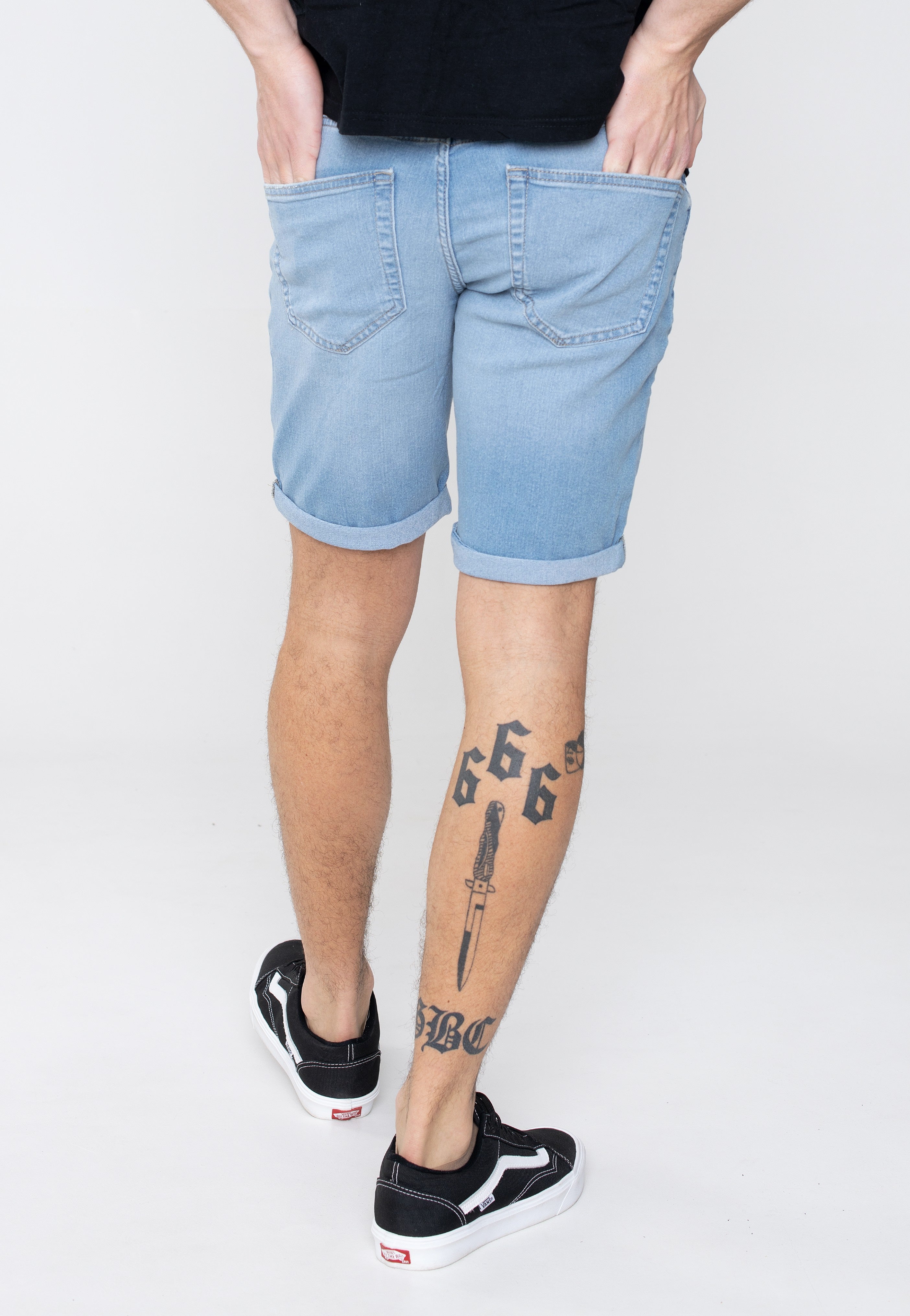 only-sons-ply-short-jean-denim-bleu-clair-homme image 4