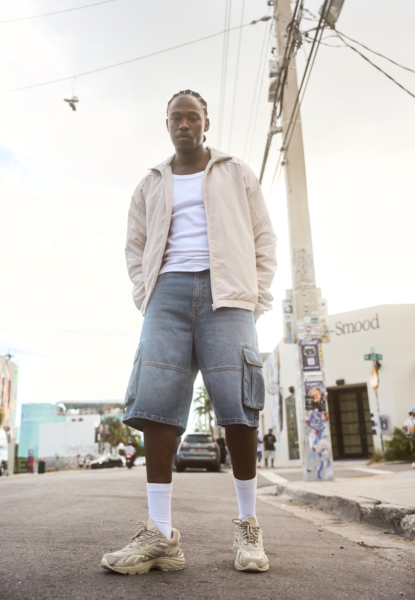 urban-classics-cargo-short-jean-bleu-clair-homme image 3