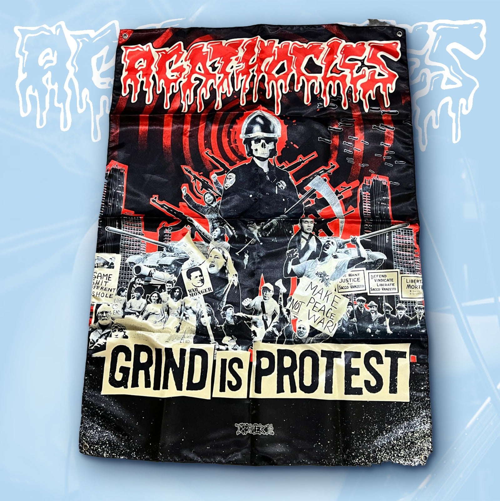 agathocles-grind-is-protest-drapeau-tissu-100x70-cm image 1