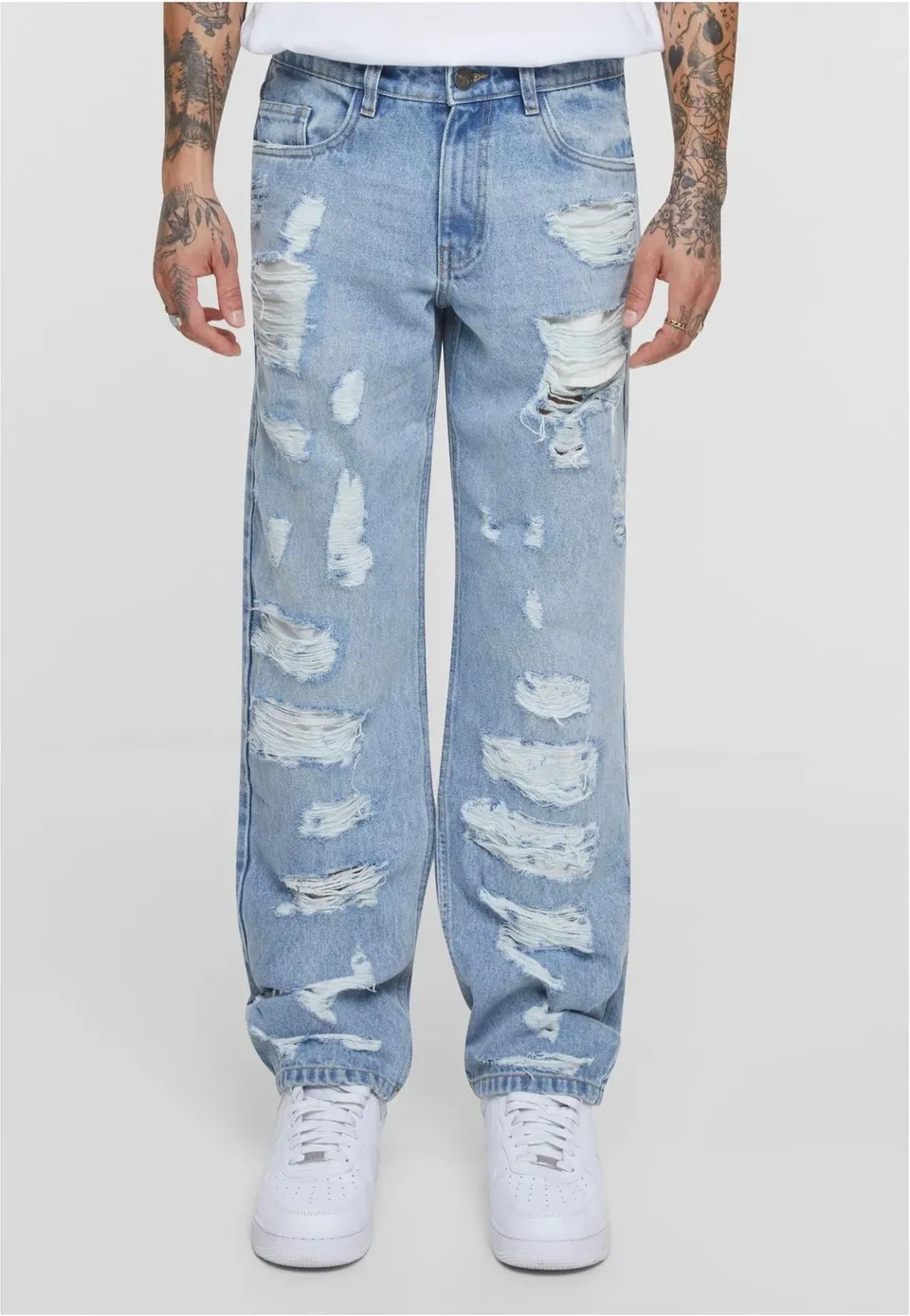 urban-classics-heavy-ounce-jean-straight-bleu-clair-destroy-w32 image 1