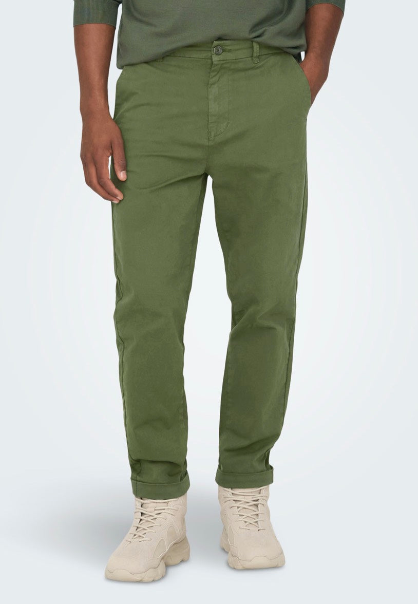 only-sons-kent-cropped-pantalon-chino-vert-moss image 1