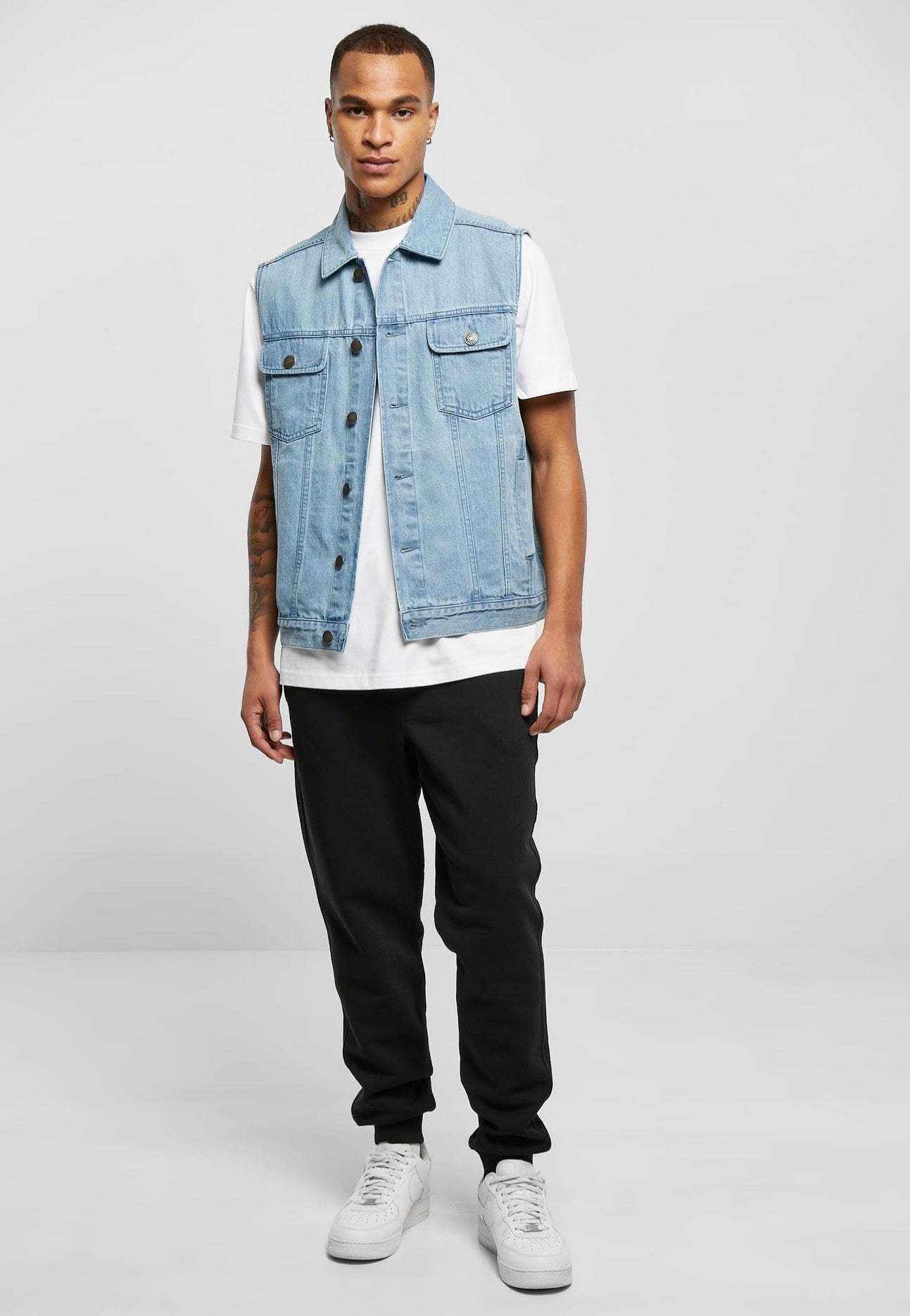urban-classics-denim-lighter-washed-gilet-jean-bleu image 2