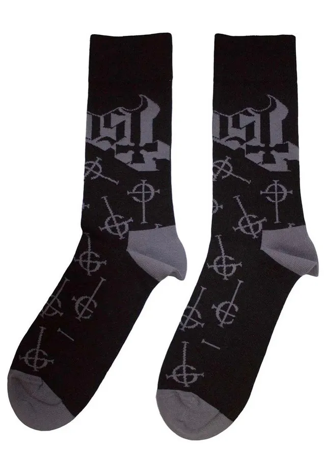 ghost-symbol-pattern-chaussettes-noires-taille-unique-merch image 1