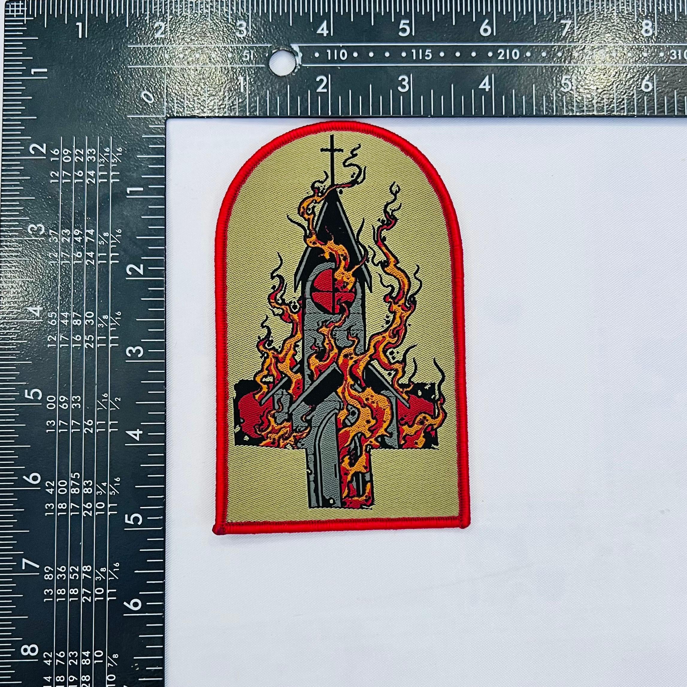 783punx-small-patch-burn-your-local-church-patch-tiss-bordure-noire image 7