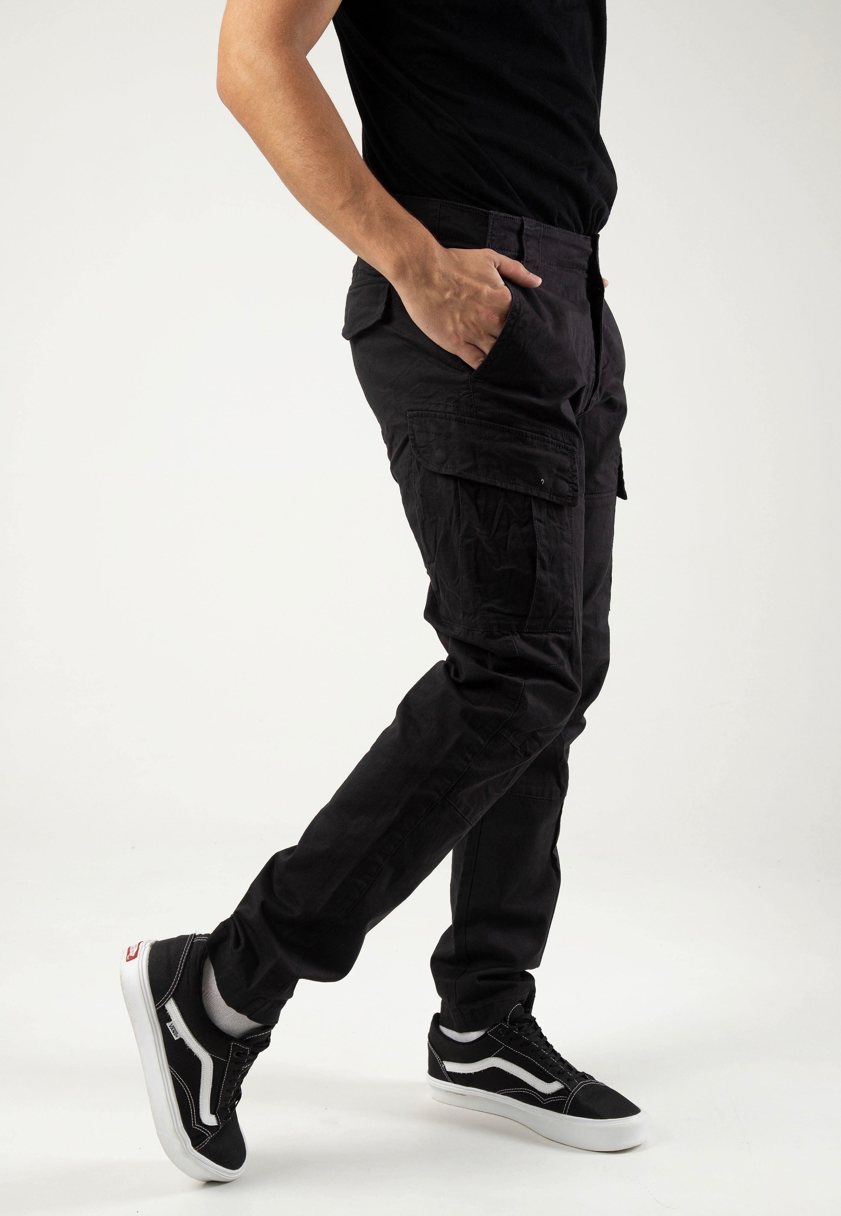 vintage-industries-ferron-steel-pantalon-cargo-noir-w32-coton image 3