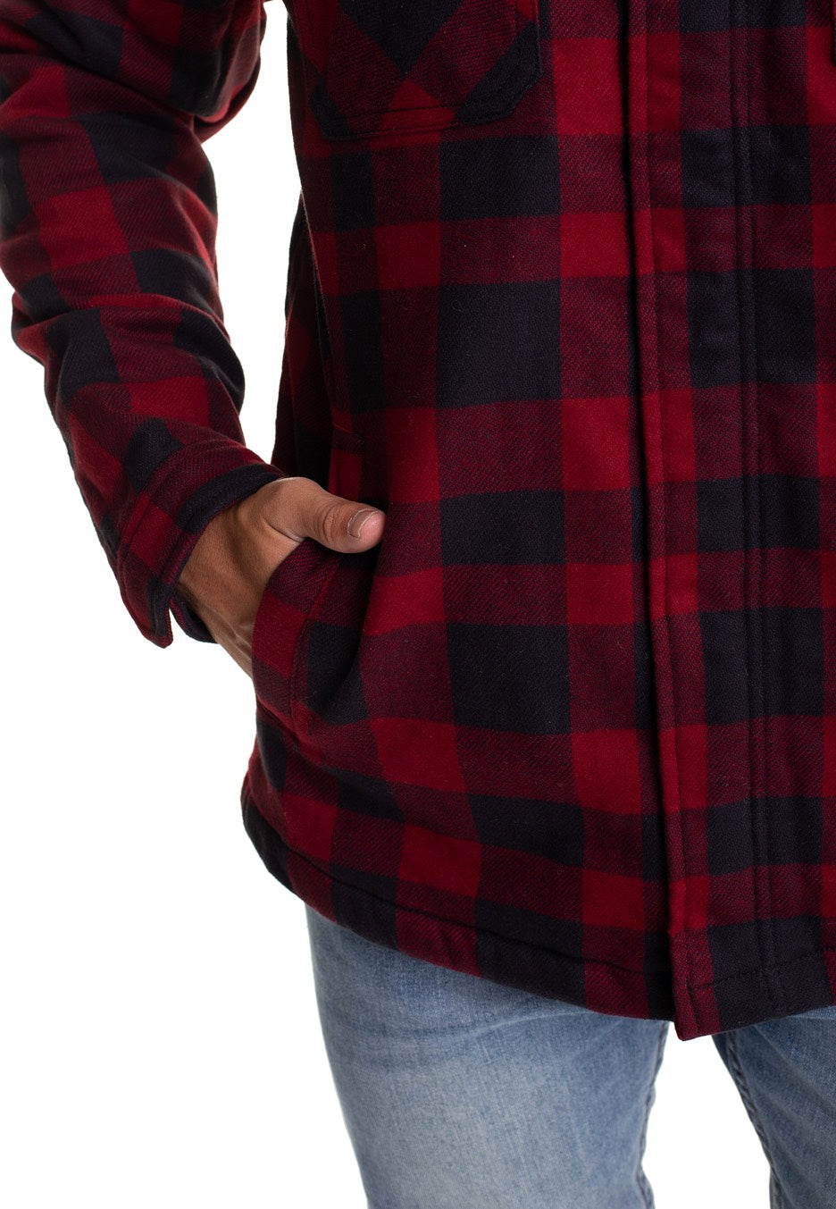 vintage-industries-craft-heavyweight-veste-sherpa-carreaux-rouges image 4