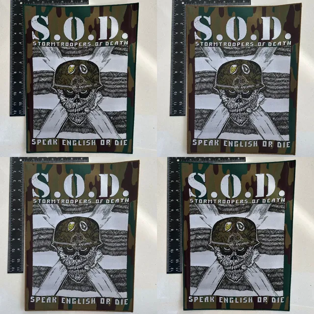 s-o-d-speak-english-or-die-backpatch-tiss-bordure-verte image 1