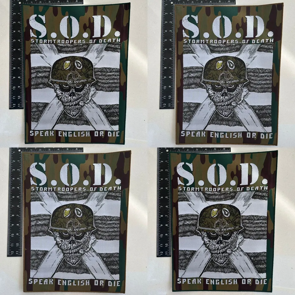 s-o-d-speak-english-or-die-backpatch-tiss-bordure-verte image 1