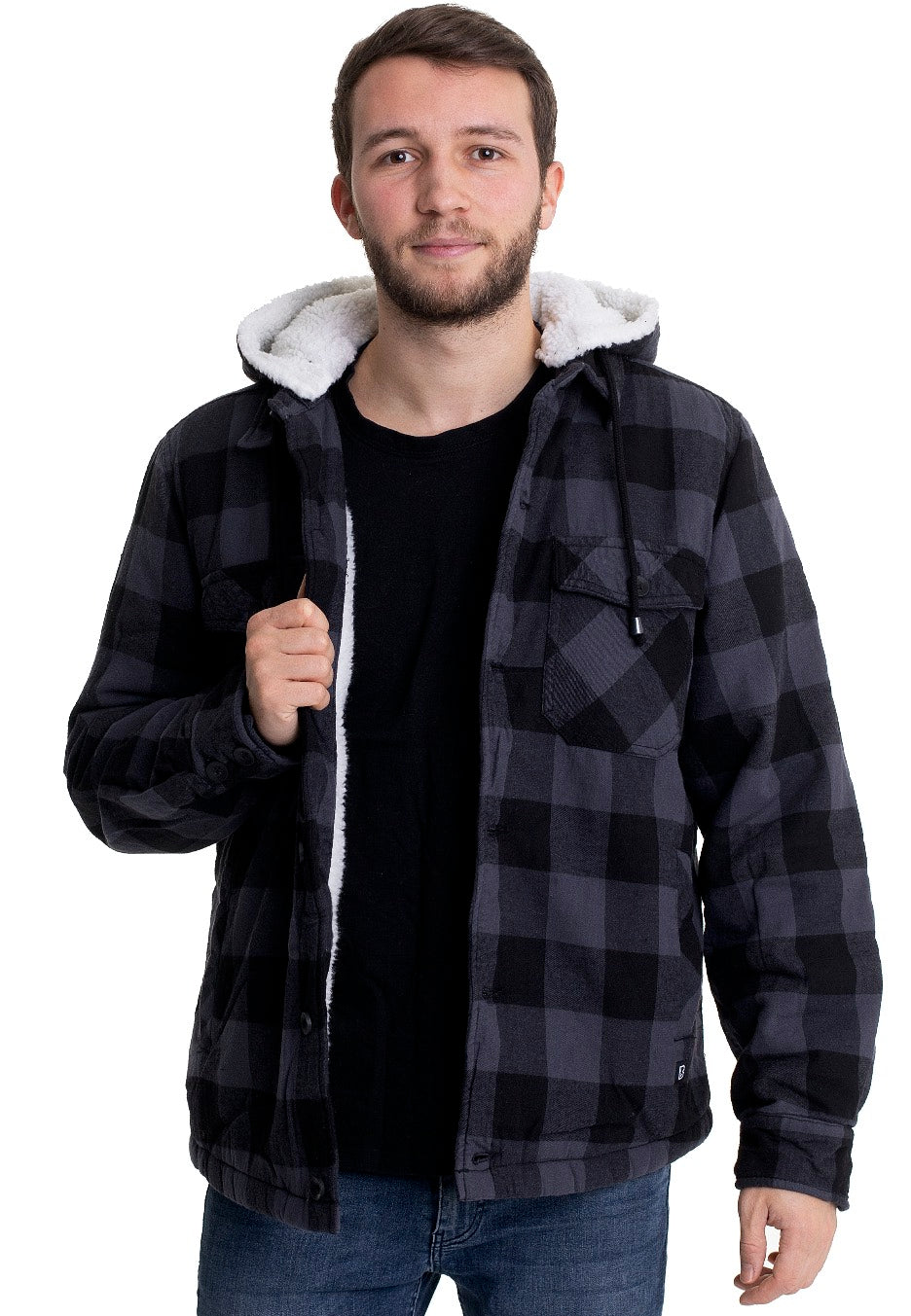 brandit-lumberjacket-hooded-veste-noir-gris-carreaux image 5