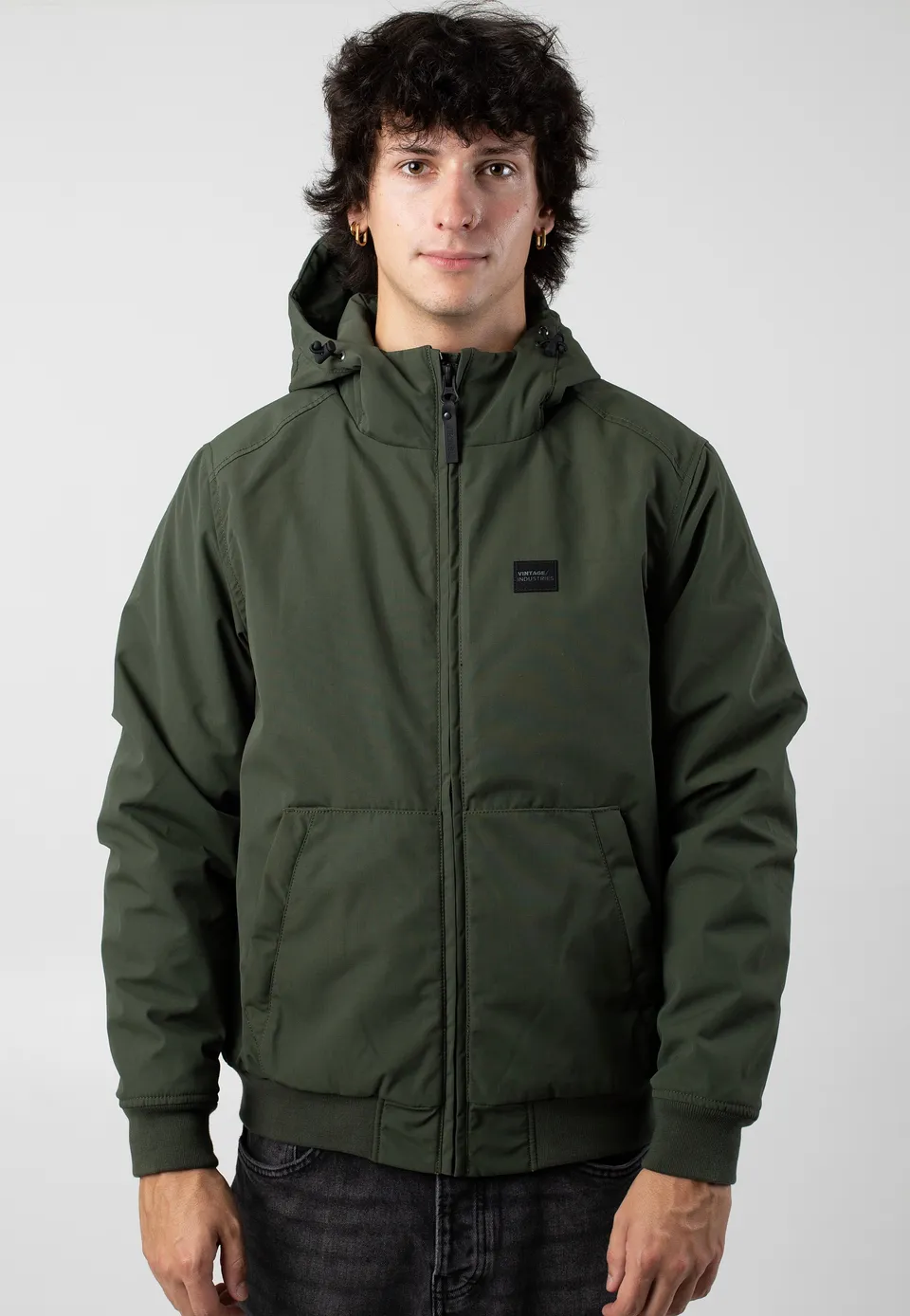 vintage-industries-omega-dark-olive-veste-homme-vert-olive image 1