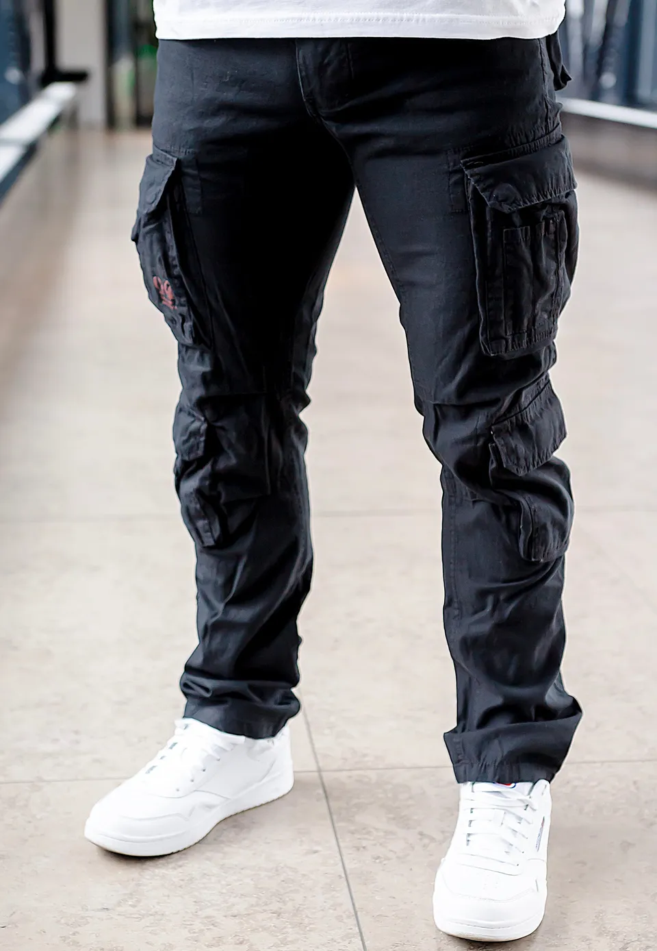 surplus-airborne-slimmy-pantalon-cargo-noir-coton image 1