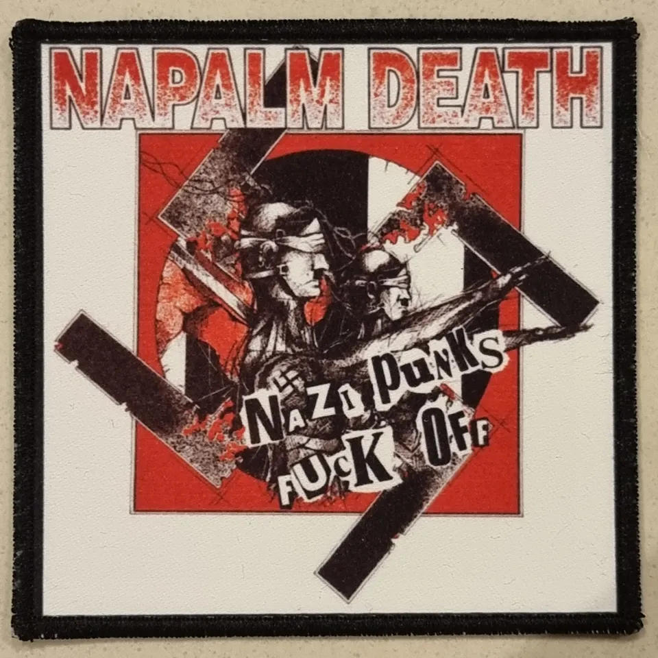 napalm-death-nazi-punks-fuck-off-patch-coudre-petit-format image 1