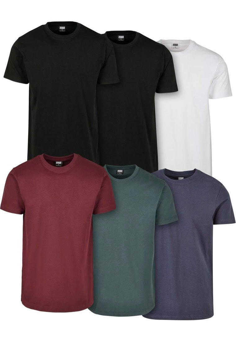 urban-classics-basic-pack-6-t-shirts-homme-noir-blanc-vert-marine image 1