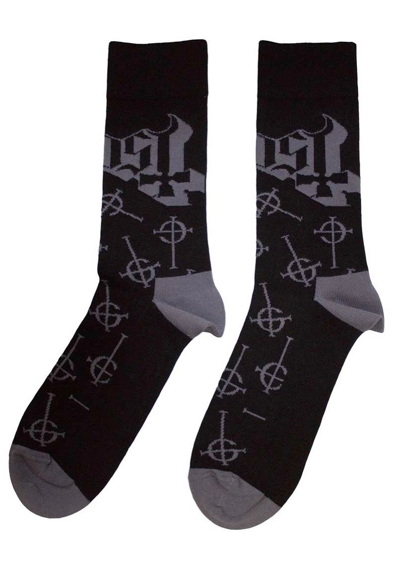 ghost-symbol-pattern-chaussettes-noires-taille-unique-merch image 1