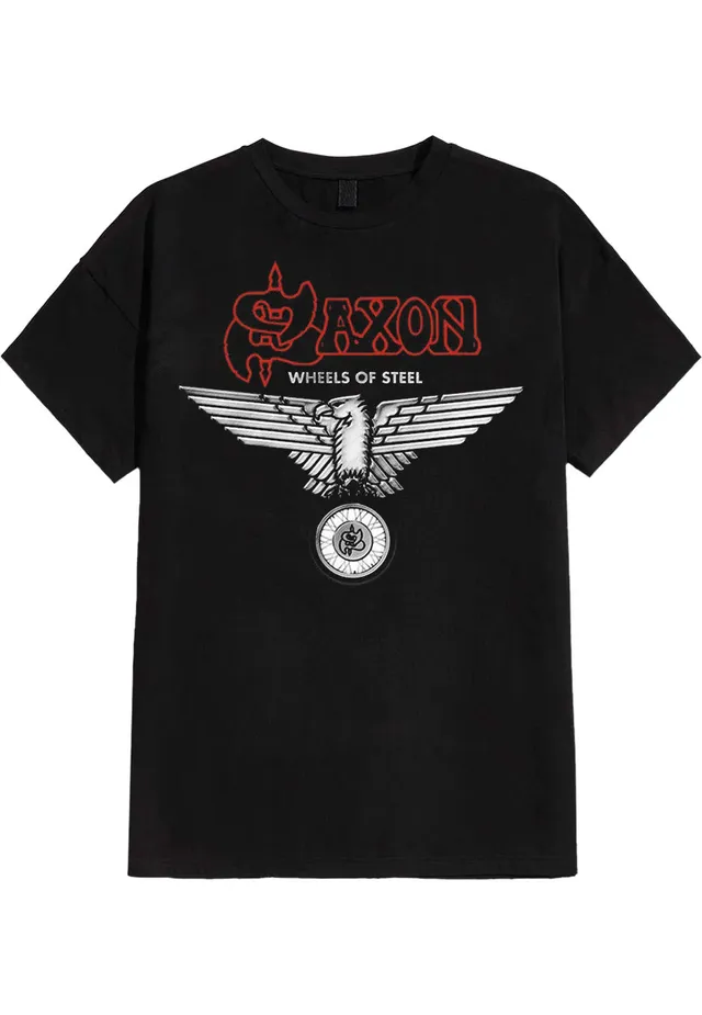saxon-wheels-of-steel-t-shirt-noir-manches-courtes image 1
