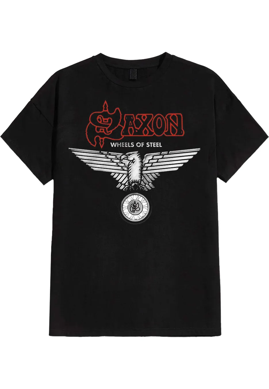 saxon-wheels-of-steel-t-shirt-noir-manches-courtes image 1