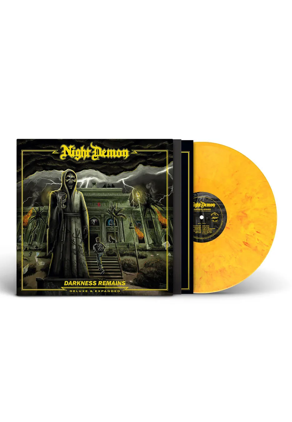 night-demon-darkness-remains-vinyle-jaune-marbr-heavy-metal image 1
