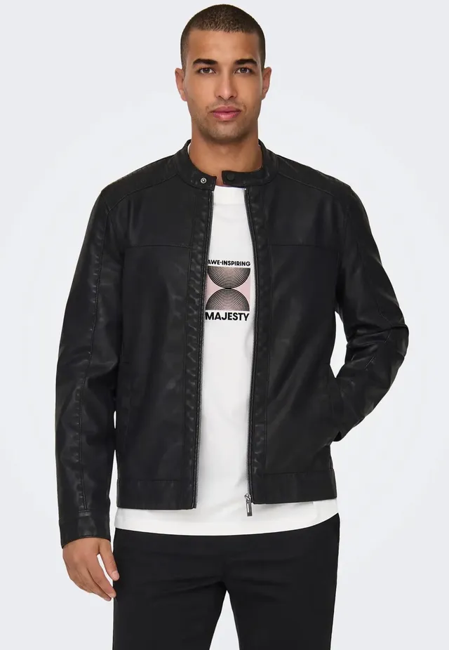 only-sons-mike-pu-racer-veste-simili-cuir-noir-homme image 1