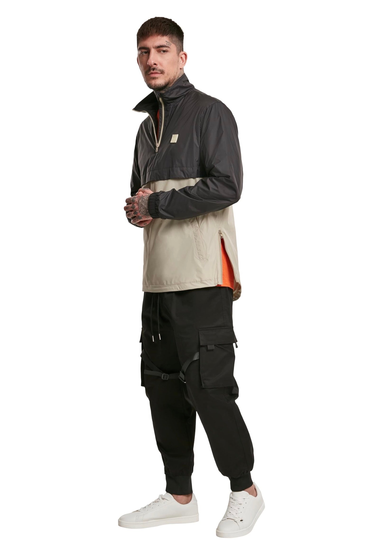 urban-classics-stand-up-collar-black-concrete-coupe-vent-noir image 2