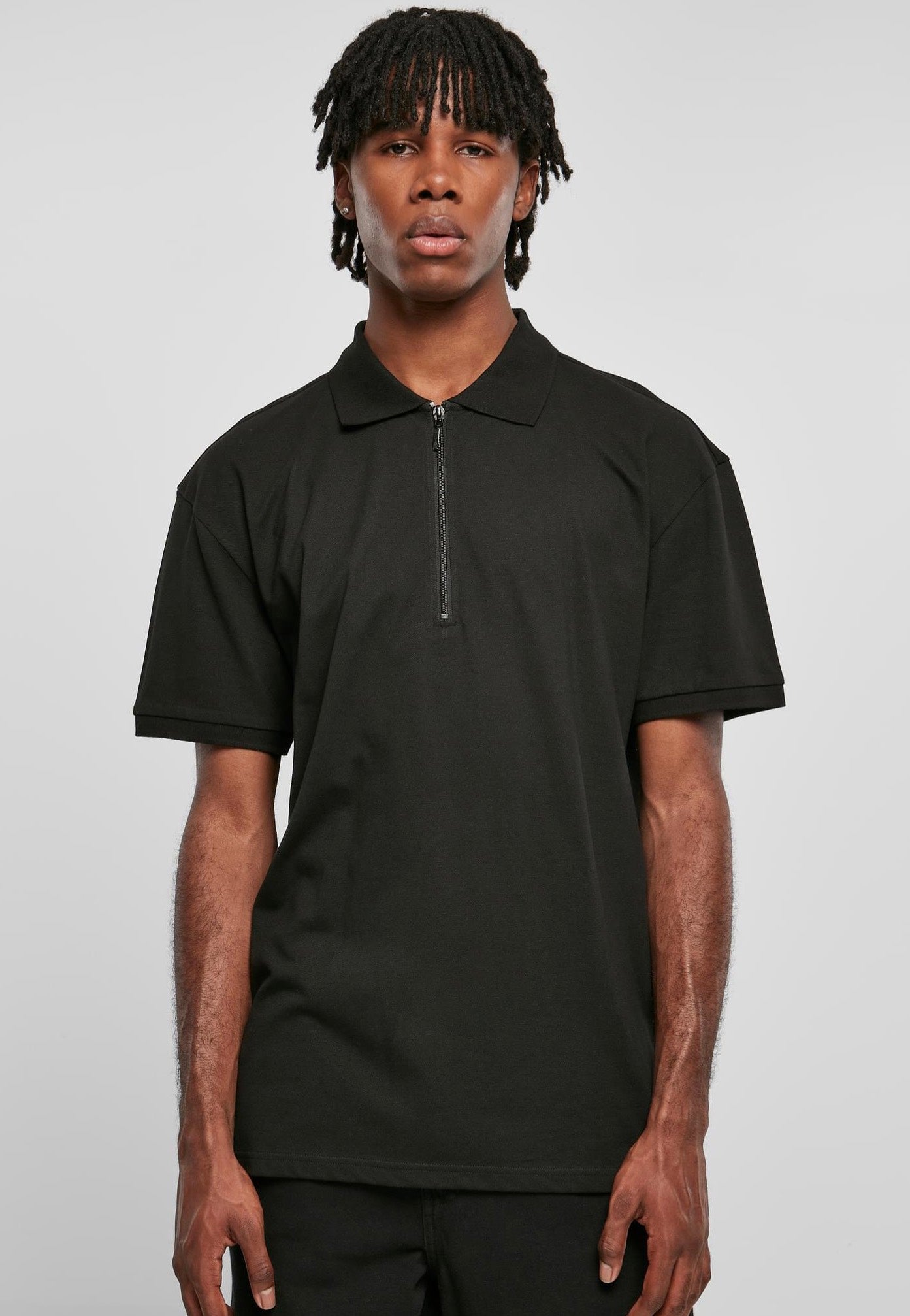 urban-classics-oversized-zip-polo-noir-coton image 1