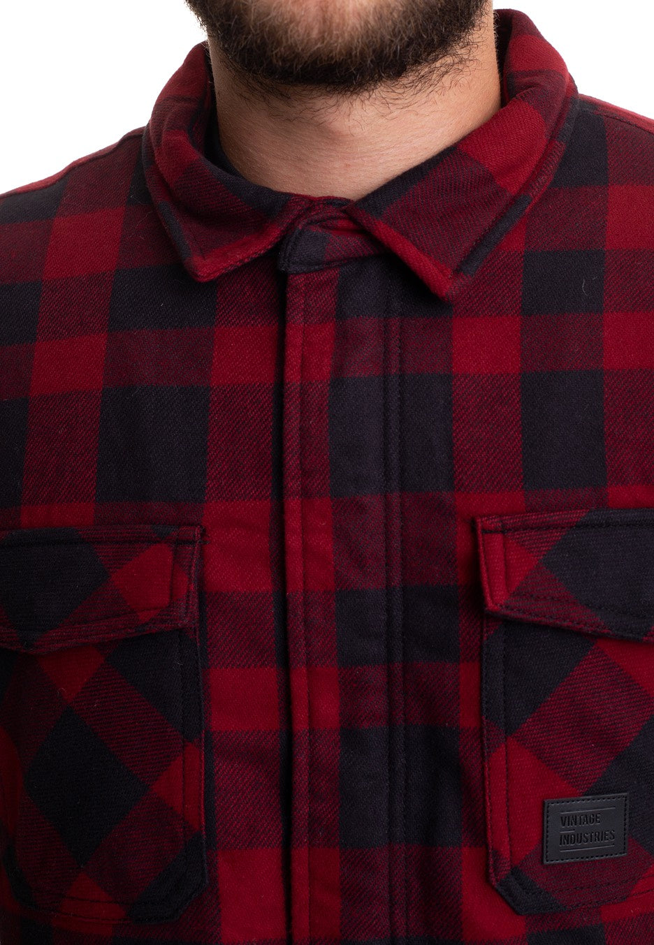 vintage-industries-craft-heavyweight-veste-sherpa-carreaux-rouges image 3