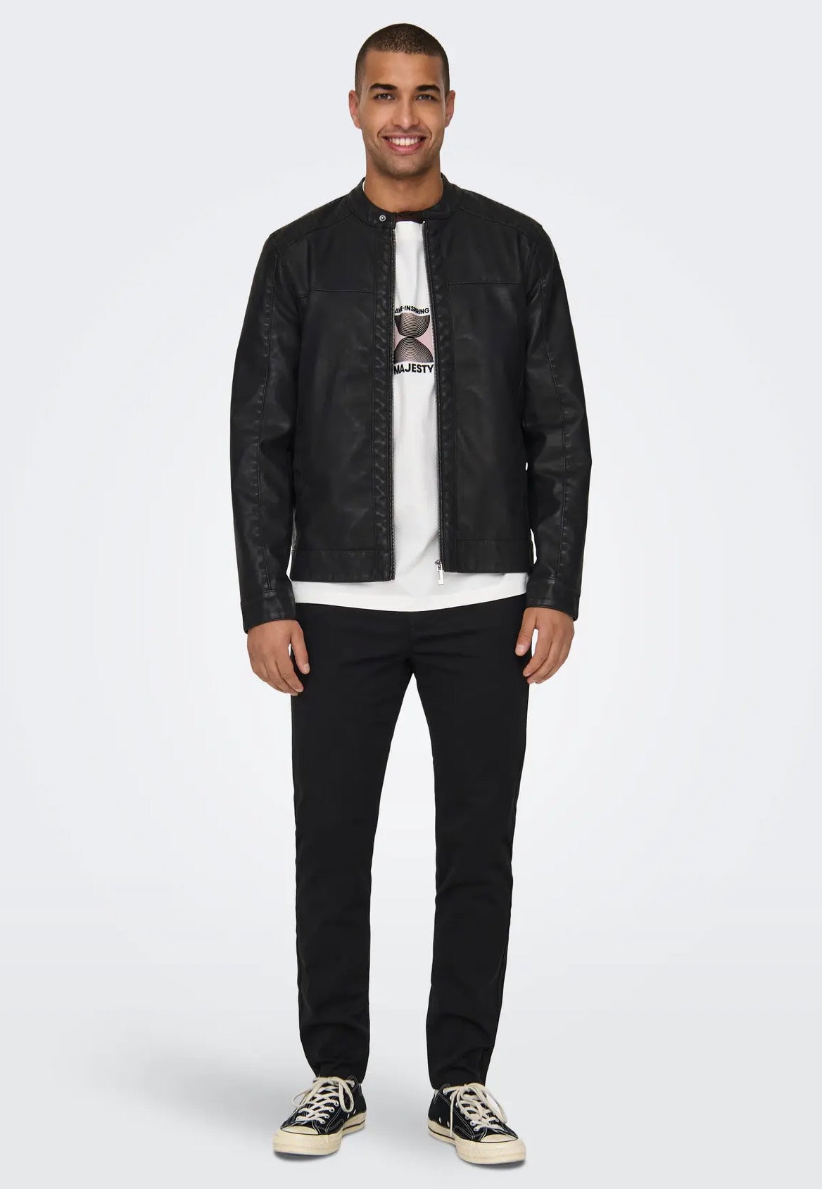 only-sons-mike-pu-racer-veste-simili-cuir-noir-homme image 3