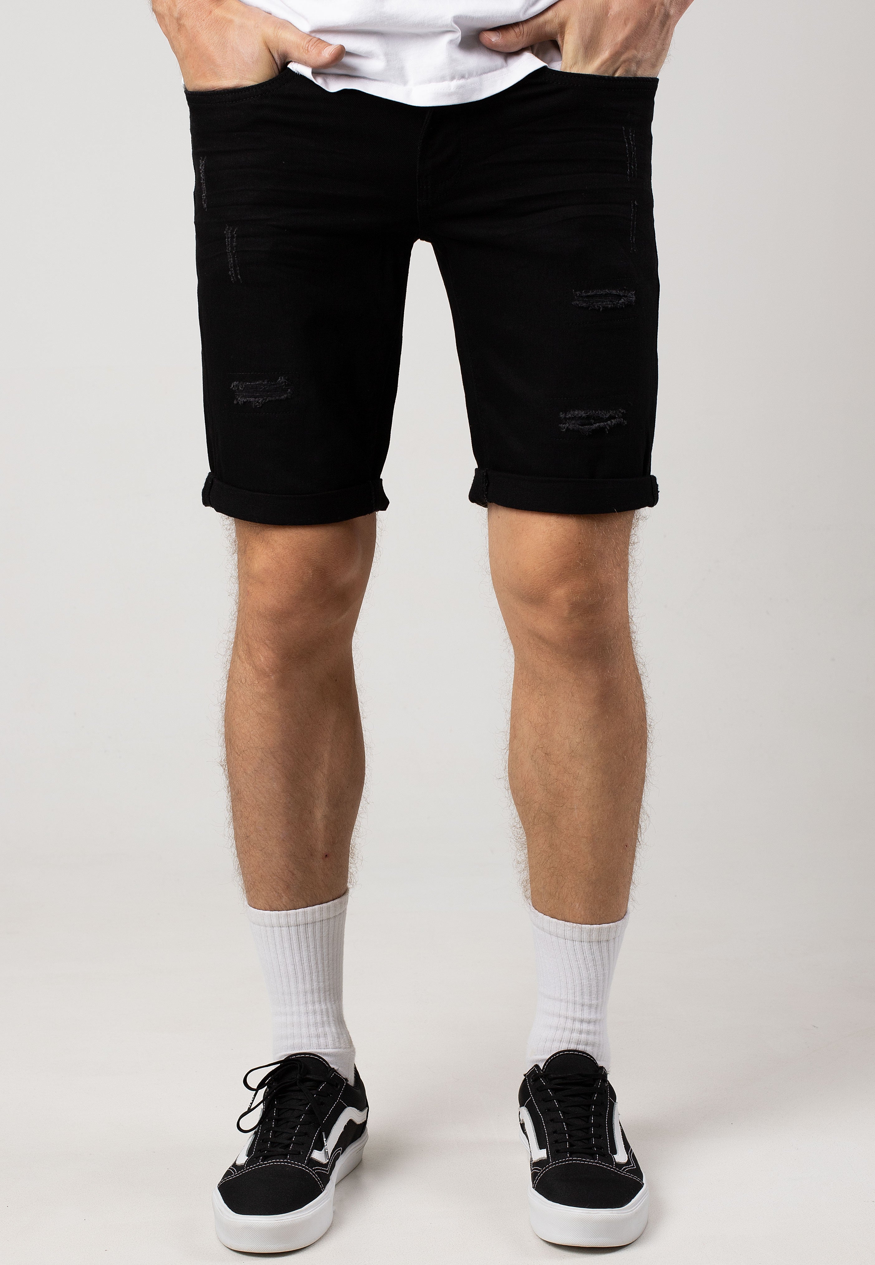 indicode-kaden-holes-ultra-black-short-jean-noir-homme image 1
