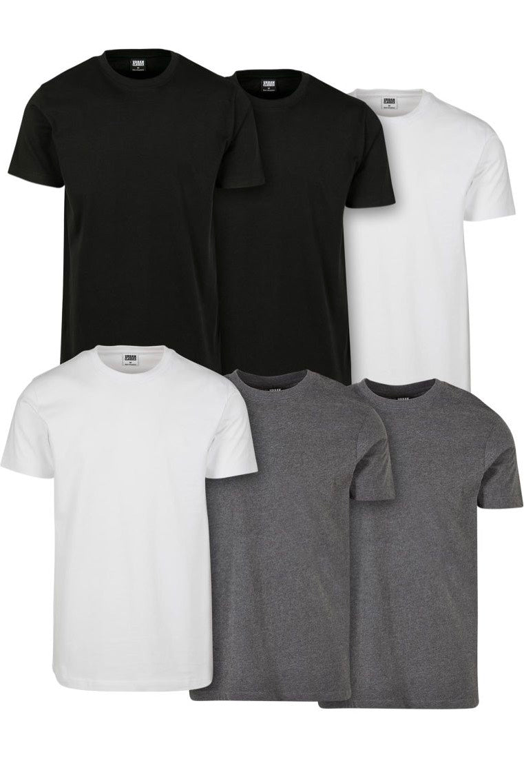 urban-classics-basic-pack-6-t-shirts-noir-blanc-gris image 1